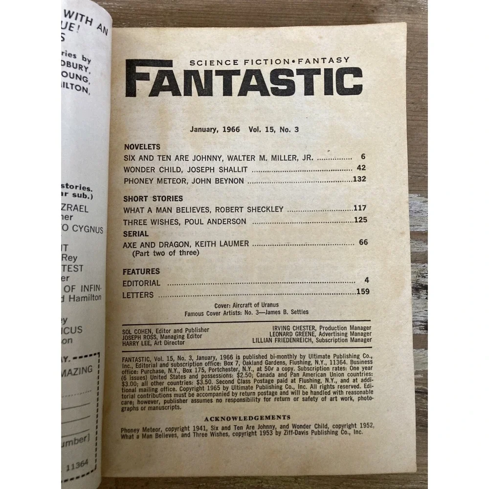 Vintage sci fi science fiction pulp magazine Fantastic 1966 All Star Issue EVC